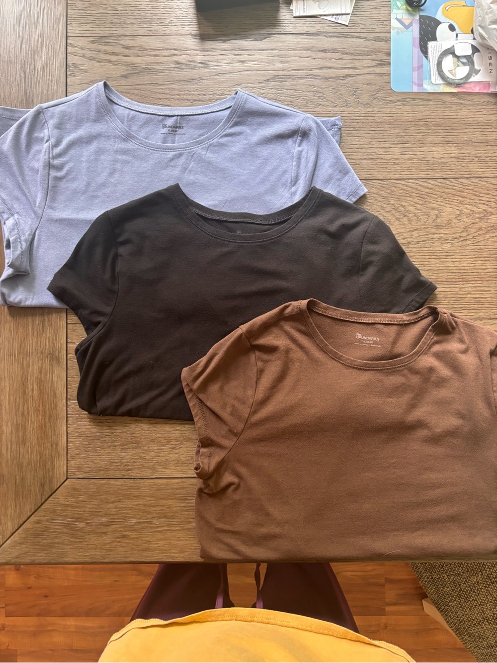 No Boundaries Crew Neck Tees: light blue, black, brown - Picture 2 of 5